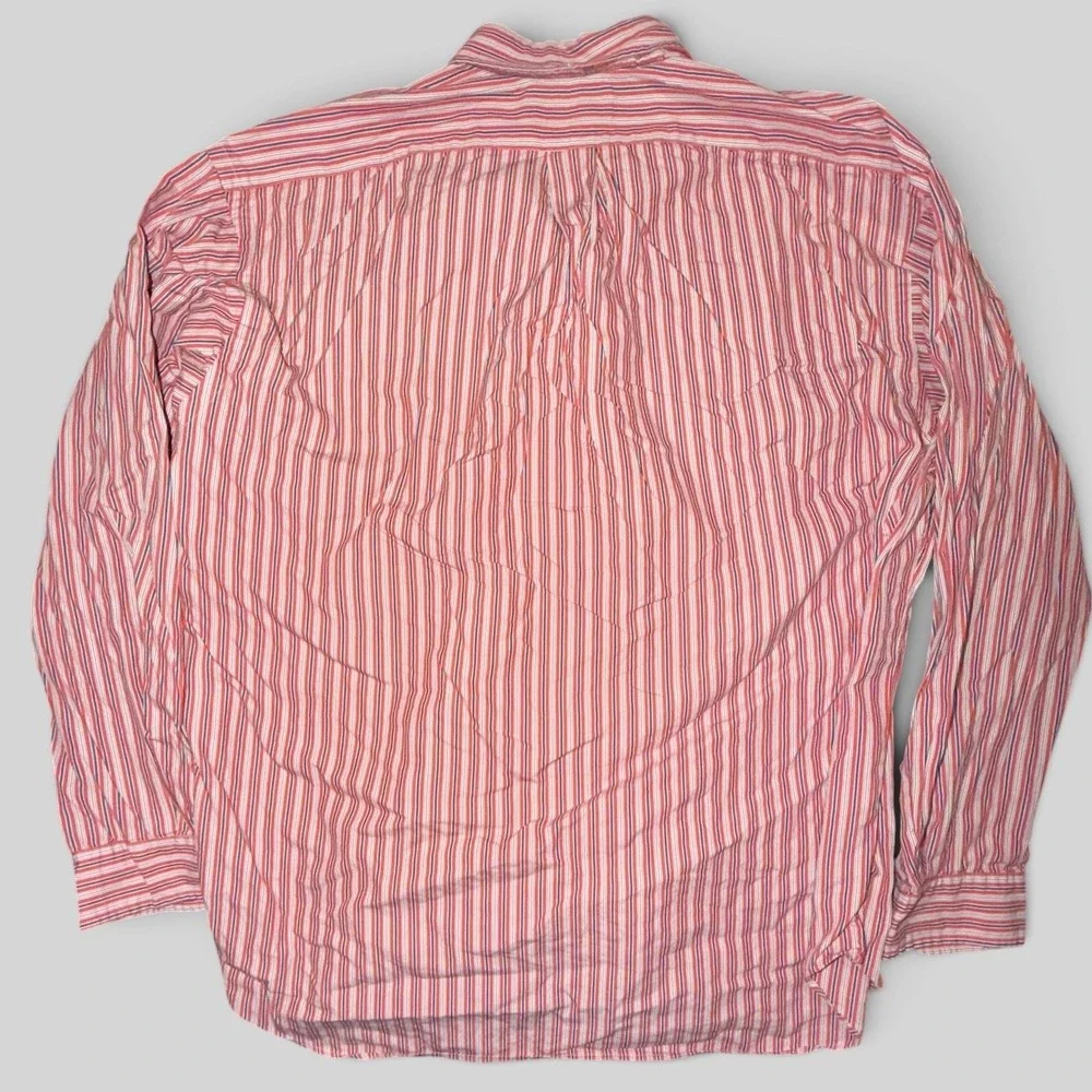 Polo Ralph Lauren Blake Mens XL Red White Navy Striped Cotton Button Down Shirt